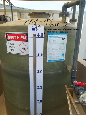 Bồn chứa hoá chất NaClO bằng Composite 