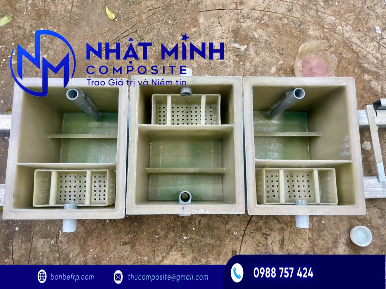 Bể tách mỡ Composite 1 bể tách lọc dầu mỡ Composite